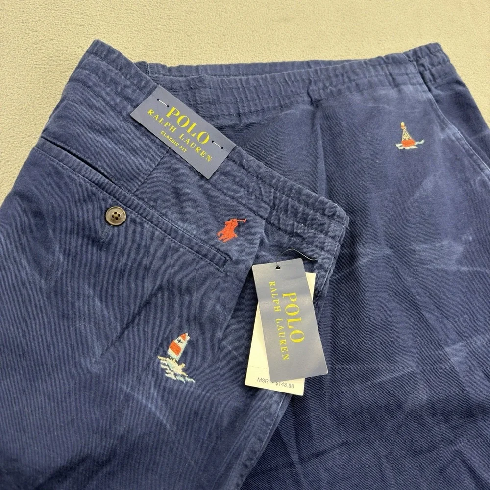 Polo Ralph Lauren Classic Fit Prepster Pants 5XB Elastic Waist Sailboat Nautical